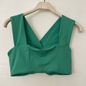 Teal Aqua Crisscross Thick Strap Swim Top Medium